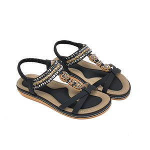 Elegant White <b>Flat</b> <b>Sandals</b> With Rhinestone Decoration Open Toe Buckle Closure Summer Women Shoes Drop Shipping - Product Image 3