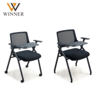 Table et chaise d'étude modernes en plastique avec tablette d'écriture pour bureau, école, salle de formation, maison, chambre