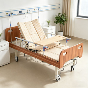 <span class=keywords><strong>Lit</strong></span> médical semi-courbé personnalisable avec fonctions de levage du dossier et des jambes, barrières latérales, poteau porte-perfusion et cadre de traction pour hôpital - Product Image 2
