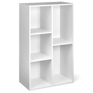 Contemporary 5 Cube Organizer Bookcase, Storage <b>Shelves</b>, Book Shelf, White - Product Image 1