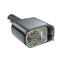 Nouveautés tendance 2026 Chargeur de voiture rétractable rapide 4 en 1 45W USB+PD Charge rapide Chargeur portable pour voiture avec lumière LED