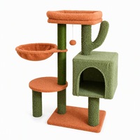 Arbre à chat en forme de cactus haut de gamme avec poteau à gratter en sisal, hamac pour chat et niche fermée pour chats d'intérieur OEM ODM