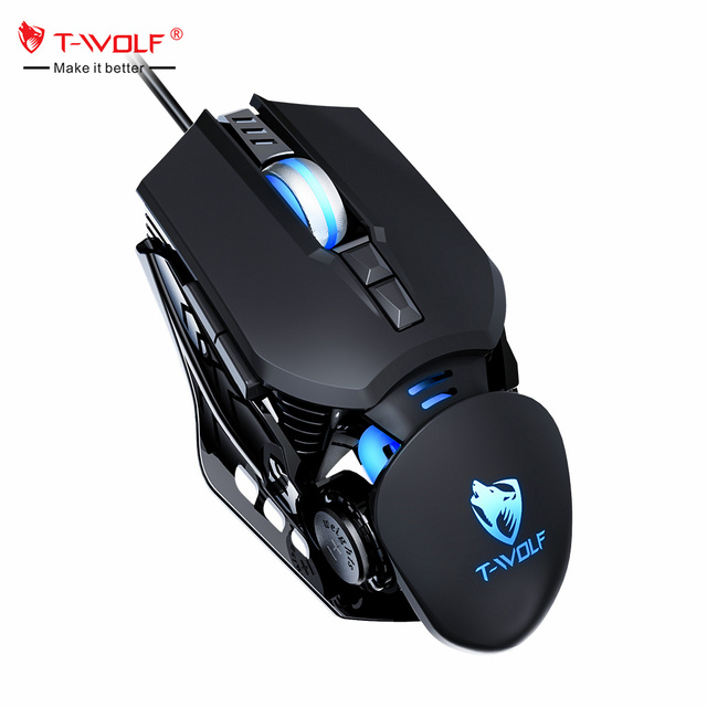 T-WOLF G530 Wired RGB Gaming Mouse USB Macro Definition Optical Wired Game Mice for PC Computer Gamer