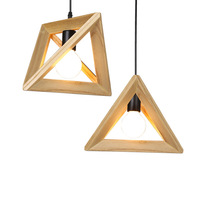 Lustre de Restaurant en bois massif Simple nordique Triangle géométrique créatif pour salle à manger Bar bureau chambre étude E26 petit