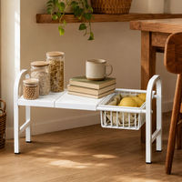 Étagère de rangement sous évier à un niveau avec 1 panier extensible, support de rangement pour armoire de cuisine, économiseur d'espace réglable, métal noir