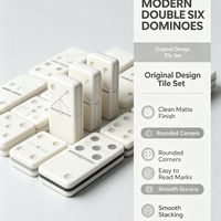 Ensemble de dominos en résine New Dee Double Six, tuiles de dominos rayées noir et blanc, jeu de société de table, cadeaux pour enfants, adultes et familles