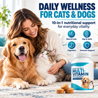 Comprimés multivitaminés pour animaux de compagnie en marque privée pour chiens et chats, formule 10 en 1 avec glucosamine, taurine, probiotiques, oméga 3