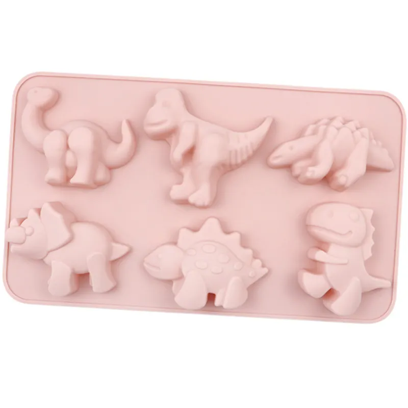 Non-stick 6 cavity Cute Dinosaur Silicone Molds Chocolate Cookie Candy Soap Molds silicon molds fondant cake decoration
