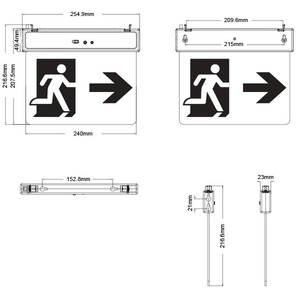 Lampe de secours LED Vito 2W 6500K à lumière froide pour signalisation directionnelle - Product Image 2