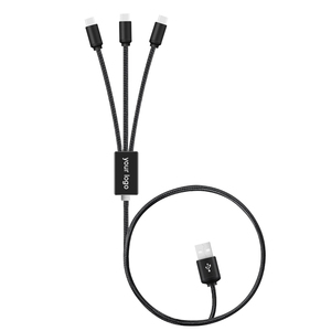 Nhà Máy Giá Biểu Tượng Tùy Chỉnh Quà Tặng Khuyến Mãi Thiết Lập Nylon Bện 3 Trong 1 USB Type-C Sạc Cáp Với LED Logo Làm Bằng Đồng Nguyên Chất - Product Image 1