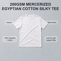 Camiseta de Algodón Egipcio 100% Mercerizado y Transpirable de 200GSM para Hombre, Diseño Personalizado, Acabado Sedoso, Venta al Por Mayor