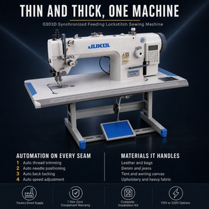 JUKOL 0303D Heavy Duty Lockstitch Sewing Machine <b>Single</b> Needle Flat <b>Bed</b> Direct Drive for <b>Leather</b> Jeans Tents Wholesale - Product Image 4