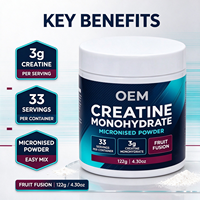 Suplemen OEM Creatine Monohydrate Bubuk Mikronisasi Rasa Buah 33 Sajian 3g Per Sajian 122g
