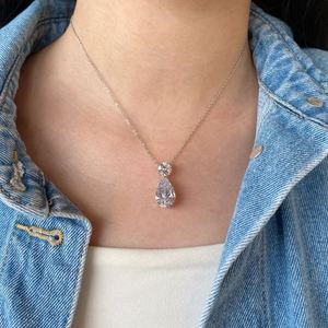 Collier pendentif Dylam Luxurious Fine Jewelry pour femmes, plaqué rhodium, argent sterling 925, cercle en forme de larme, zircone cubique 5A CZ - Product Image 2