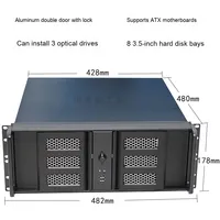 Panneau en aluminium 4U USB3.0 Serveur informatique industriel ATX Stock Double porte 3 emplacements pour lecteur optique Mini PC intégré grande puissance
