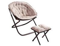 Fauteuil lune moderne en métal avec assise rembourrée en mousse souple, inclinable, empilable et imperméable pour salon