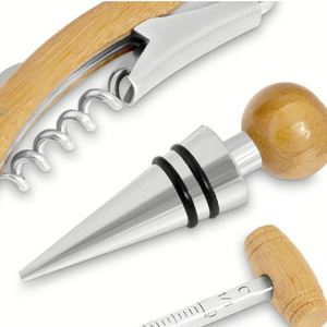 Sacacorchos de Vino de Bambú y Madera de Lujo Personalizado con Logotipo, Juego de Accesorios con Caja de Regalo - Product Image 5