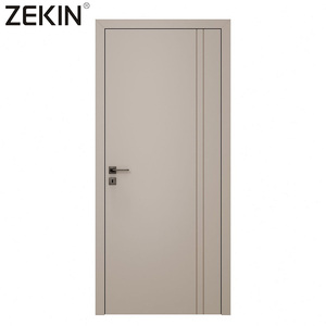 Puerta de madera y aluminio con acabado de madera, estilo moderno minimalista y personalizado, para dormitorio, interior, resistente al agua y a la humedad. - Product Image 1