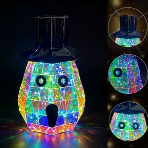 Luz LED Iridiscente de Calabaza de Halloween, Decoración de Jack-o'-lantern, Calabaza Holográfica Prismática con Sombrero de Mago para Suministros de Exhibición en Eventos - Product Image 5