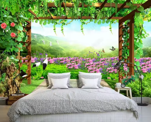 Personalizado viñedo flor paisaje natural 3D papel tapiz <span class=keywords><strong>TV</strong></span> Fondo decoración <span class=keywords><strong>de</strong></span> pared - Product Image 1