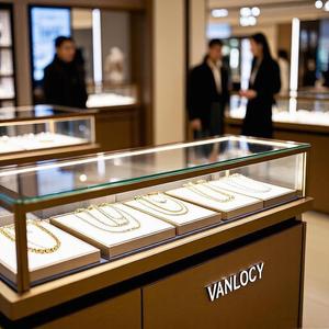 Benutzer definierte Luxus Edelstahl Schmuck Vitrine Store Glas Vitrine mit LED-Beleuchtung Einkaufs zentrum Shop Möbel &lt;span class=keywords&gt;&lt;strong&gt;Design&lt;/strong&gt;&lt;/span&gt; - Product Image 3