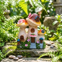 Maison en résine peinte à la main personnalisée en forme de champignon avec lumière solaire pour la décoration de jardin