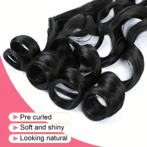 Boucles françaises de 24 pouces Grandes boucles Tressage Extensions de cheveux Fibre haute température Vague lâche Crochet Style africain Big Wave - Product Image 4