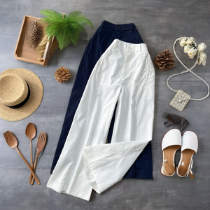 กางเกงขายาวทรงหลวมลำลองสำหรับผู้หญิง ปี 2025 ฤดูใบไม้ร่วง ผ้าระบายอากาศ กันน้ำ กันยับ ย้อมสีแบบ Garment Dyed เอวสูง เหมาะสำหรับกิจกรรมกลางแจ้ง - Product Image 2