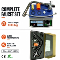 Robinet de cuisine 2-en-1 avec filtre à eau potable, en laiton massif, double poignée, chromé, à poser sur plan, mitigeur chaud/froid pour évier de cuisine