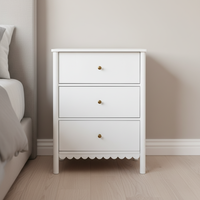 Table de chevet blanche à 3 tiroirs, meubles pour enfants, table de chevet ondulée pour chambre à coucher