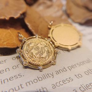 Xinfly Wholesale Luxury Antique Vintage Jewelry Round Shape 18k <b>Solid</b> <b>Gold</b> Custom Slim <b>Pendant</b> and Chain - Product Image 3