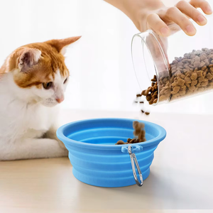 Mangkuk makan hewan peliharaan silikon kapasitas besar, piring makanan air anjing dapat dilipat portabel untuk perjalanan luar ruangan berjalan berkemah - Product Image 3