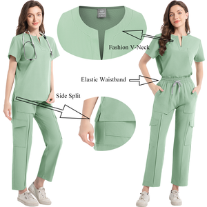 Nuovo Set Divisa Medica Ospedaliera Unisex con Top a Maniche Corte e Pantaloni per Veterinari, Dottori e Operatori Sanitari - Product Image 6
