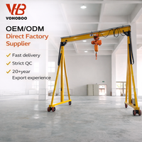 Grue portique manuelle portable 0,5-10 tonnes, sans rail, hauteur réglable, mobile, type A, pour atelier, CE, OEM, personnalisable