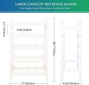 Casier à vin en <span class=keywords><strong>bambou</strong></span> à 5 niveaux, support d'affichage de 20 bouteilles, étagères de rangement en bois pour cuisine, garde-manger, cave, bar, blanc - Product Image 5