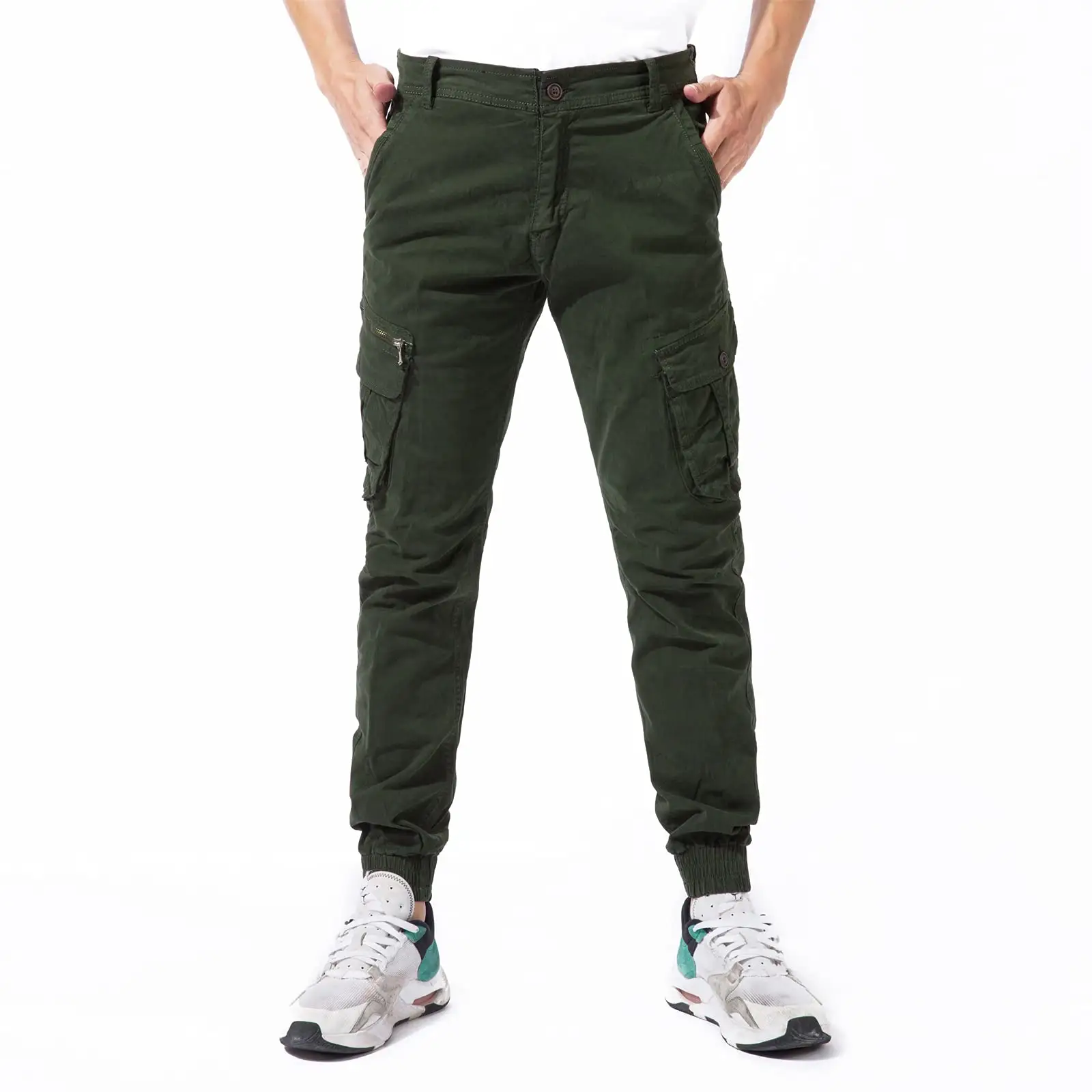 Calça larga masculina de algodão terry, nova tendência, calças largas com bolsos laterais