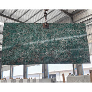 Plan de travail en quartz artificiel de style botanique vert, bord sans joint, de haute qualité OEM, pour la réception, l'îlot de cuisine, la vanité - Product Image 6