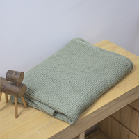 Hammam américain 390gsm vert OEKO-TEX taille personnalisée beaucoup de couleurs doux bio français gaufre pur lin serviette de bain
