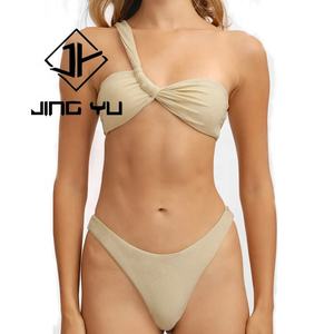Nouveau maillot de bain bikini et vêtements de plage 2024, texture tridimensionnelle personnalisée, design échancré à une épaule, bikini deux pièces pour femmes - Product Image 3