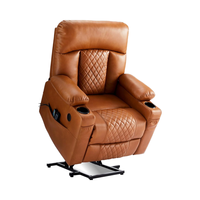 Direct usine Eiayeebil chaise inclinable en cuir marron clair Massage thermique à double moteur Ports USB Type C Ascenseur de position infinie