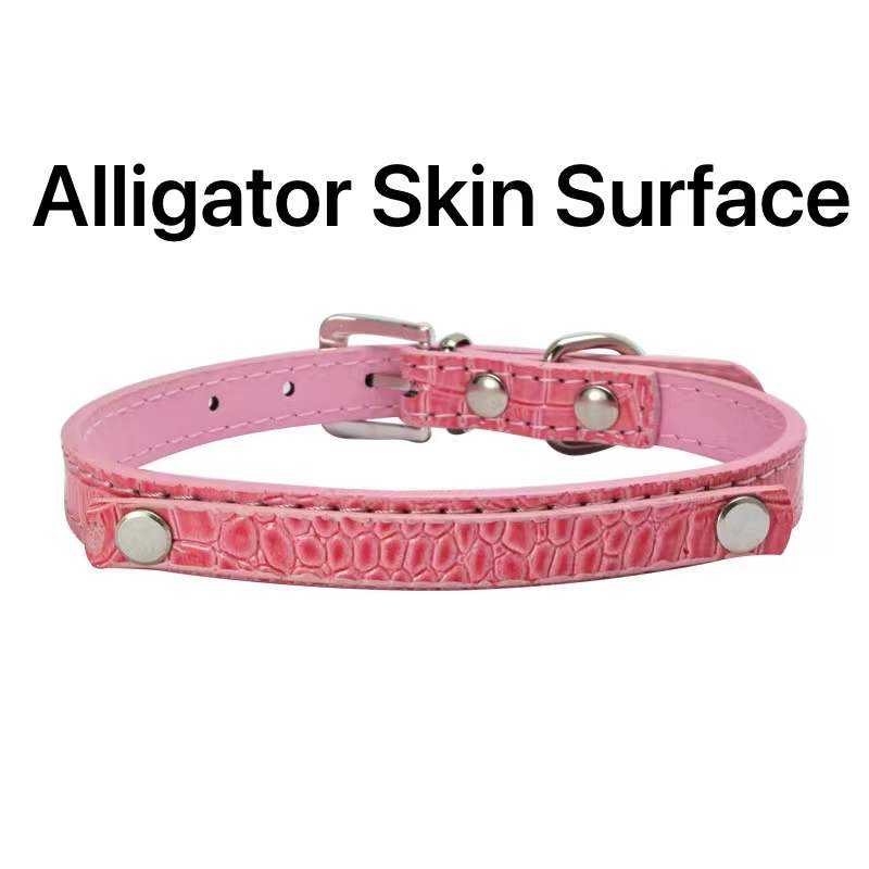 Beirui Pink Diamond Studded Dog Collar Adjustable PU Leather Dog