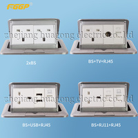 Prise de sol double encastrable en aluminium 13A avec 2 prises et port USB, auto-mise à la terre, pour le Royaume-Uni