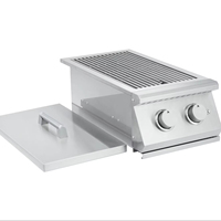 Barbecue portable moderne à double brûleur au GPL en acier inoxydable 304, étanche, pour usage domestique et extérieur, pliable