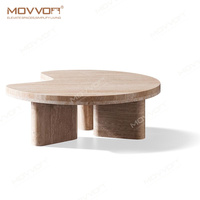 Ensemble de table basse en bois rustique de style nordique contemporain dessus en marbre moderne de luxe extensible-pour le salon