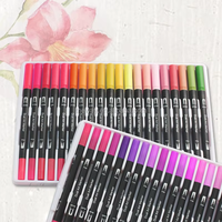 Lot de 48 marqueurs lavables à double embout, crayons de couleur à l'eau, surligneurs pastel, pinceaux, emballés