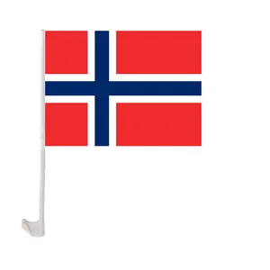 12x18 inci cetakan poliester kustom bendera jendela mobil Norwegia dengan pemegang