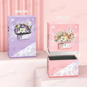 <span class=keywords><strong>LOZ</strong></span> 1951/1952 Nuevo Modelo de Ramo de Rosas Rosadas, Flor Púrpura Luminiscente, Cesta, Juguetes de Navidad para Niñas, Regalo, Sets de Bloques de Construcción - Product Image 6