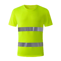 Camiseta de Trabajo Reflectante de Manga Corta, Color Amarillo Fluorescente, Transpirable y Ligera, para Trabajos de Construcción al Aire Libre en Verano