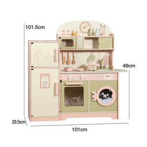 Cuisine en bois rose et verte personnalisable unisexe, ensemble de jeu éducatif DIY pour enfants, <span class=keywords><strong>mini</strong></span>-cuisine pour les enfants d'âge préscolaire - Product Image 6