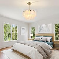 Lustre Moderne en Verre Doré Nuageux, Créatif, à 2 Niveaux, Suspension de Luxe en Cristal pour Chambre et Salon